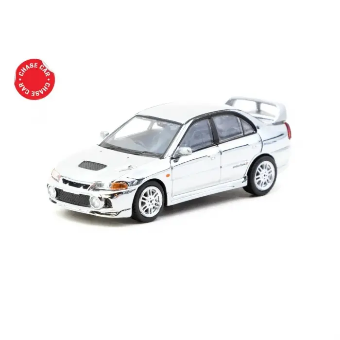 Tarmac Works 1/64 Mitsubishi Lancer GSR Evolution IV Silver with Tarmac Cards