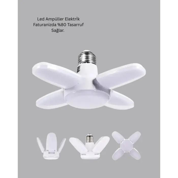 Tasarruflu Pervane LED Ampül 4 Kollu 60 Watt Geniş Alan Aydınlatma
