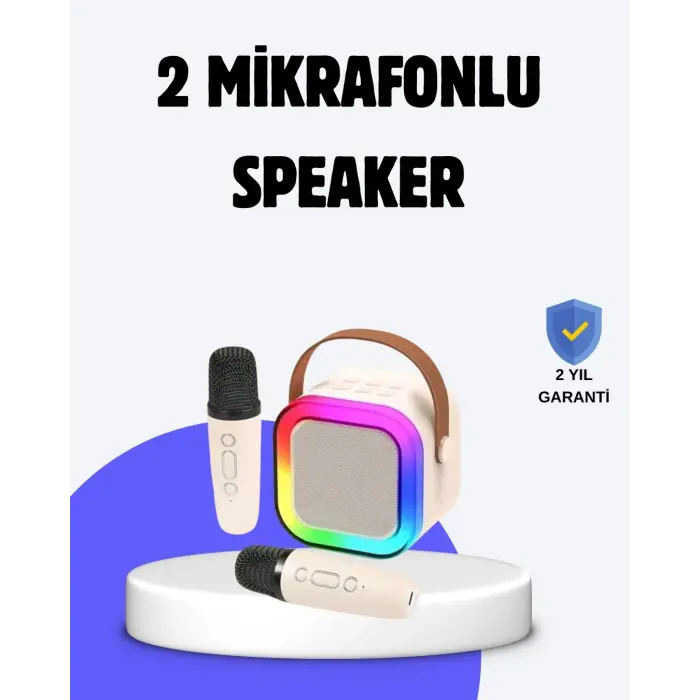 Taşınabilir Bluetooth Karaoke Hoparlör – 2400 mAh Batarya