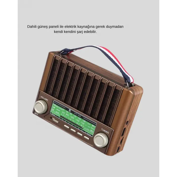 Taşınabilir Hoparlör Güneş Panelli Bluetooth USB SD FM AM SW Radyo