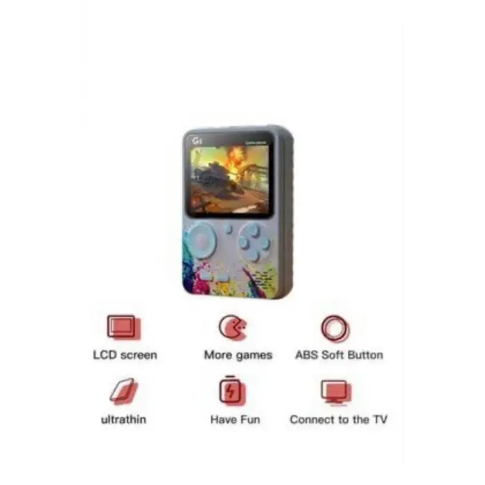 Taşınabilir mini el oyun konsolu 500 oyunlu Bluetooth bağlantılı gri renk gamepad