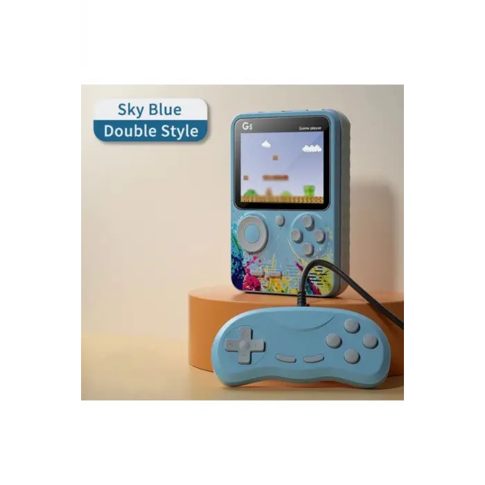 Taşınabilir mini el oyun konsolu 500 oyunlu Bluetooth bağlantılı mavi renkli gamepad