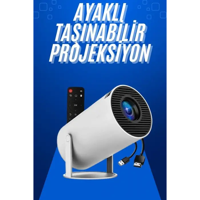 Taşınabilir Projeksiyon Ayaklı Projektör Android Uyumlu HDMI Girişli