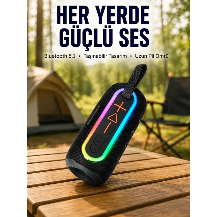 Taşınabilir Şarjlı Bluetooth Hoparlör Güçlü Bas Yeni Nesil