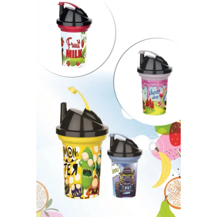 Tedy Pipetli Çuk Içecek Bardağı Desenli Bardak 300ml