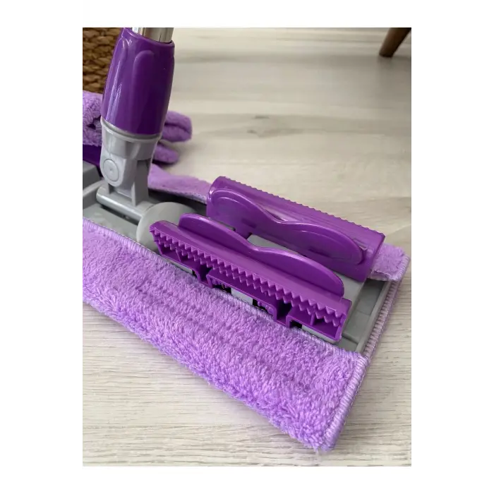 Teleskobik Cam Yer Tan Silme - İstediğin Bezi Tak Kullan - 4 Mandallı -Yedek Bezli Mop Seti