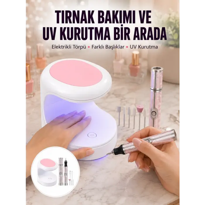 Tırnak Matkabı ve LED Oje Kurutucu 2’li Profesyonel Bakım Seti Yeni Nesil