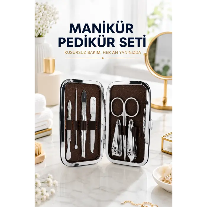 Tırnak Temizliği, Tırnak Batığı ve Düzenli Bakım İçin 7 Parça Çelik Set