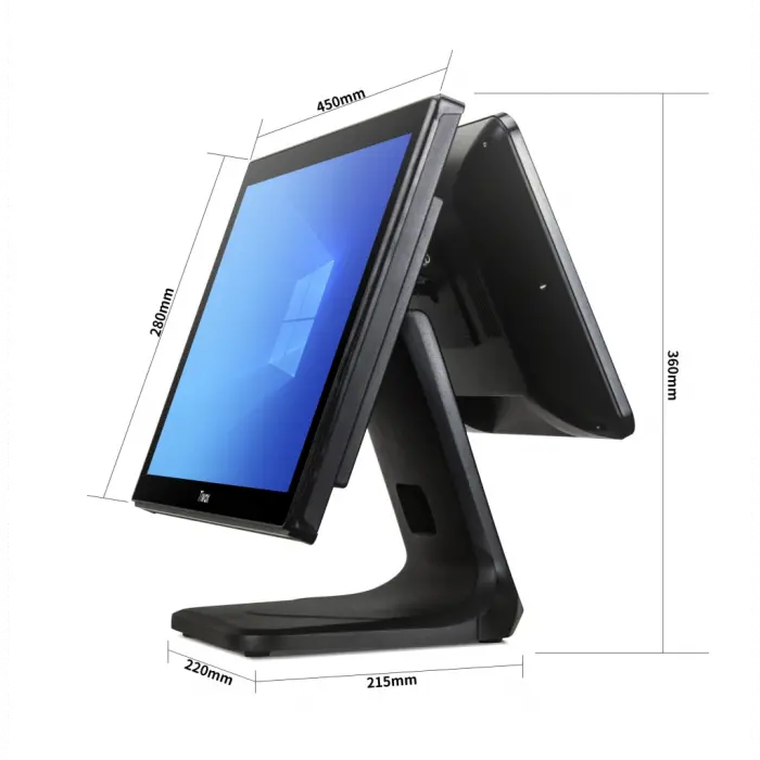 Tiwox TP-7650-D, Intel i7 5.Nesil, 18.5" Ekran,  8GB Ram, 128GB M.2 SSD, Endüstriyel, Dokunmatik Pos PC (çift ekran)