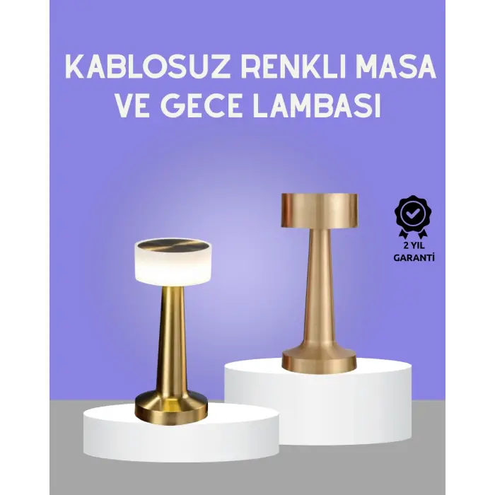 Touch Gece Lambası – Dokunmatik Kontrol, Kablosuz Kullanım, Metal Gövde