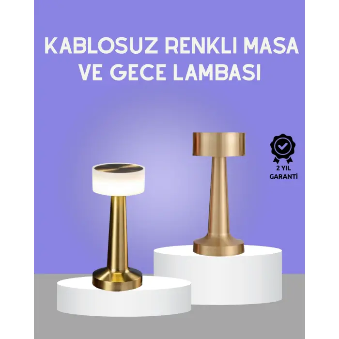 Touch Gece Lambası – Dokunmatik Kontrol, Kablosuz Kullanım, Metal Gövde