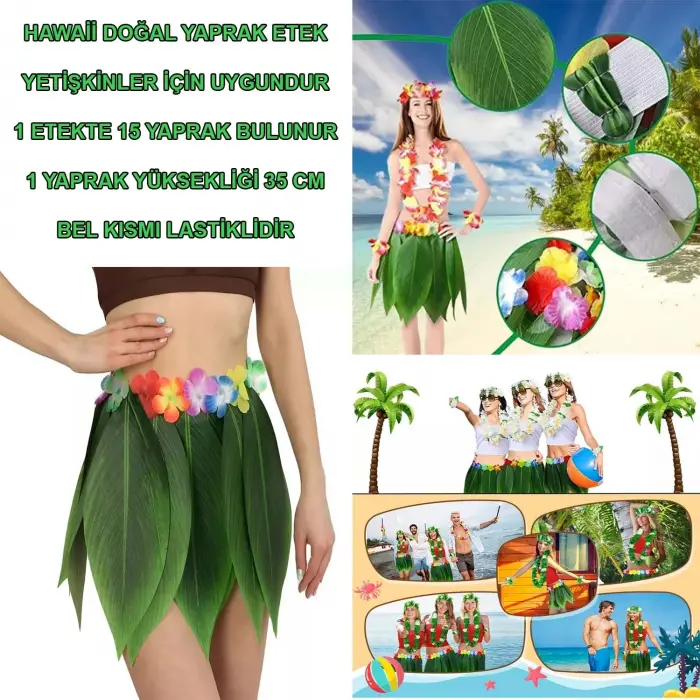 Tropikal Esintili Hawaii Yapraklı Parti Eteği Yetişkin Boy Bx40