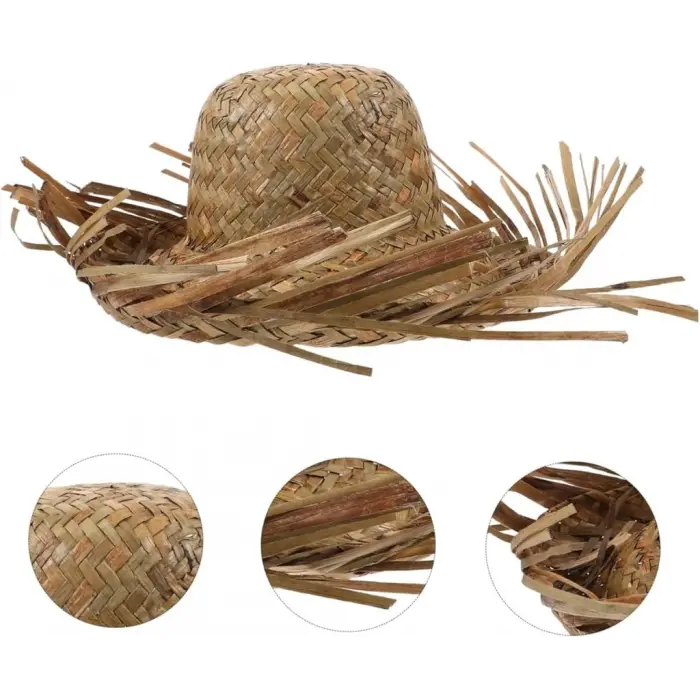 Tropikal Parti Naturel Hasır Hawaii Şapkası 13x36 cm