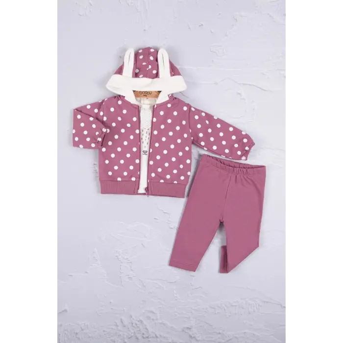 Tşan Kulaklı Puanlı 3lü Kız Bebek Takım