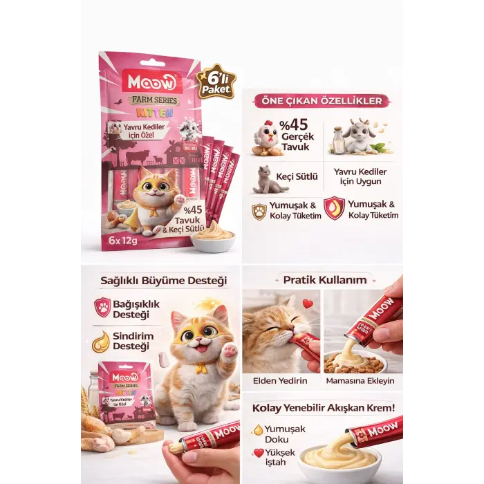 Tuklu ve Keçi Sütlü Yru Kedi a Ödül sı 6 x 12 gr