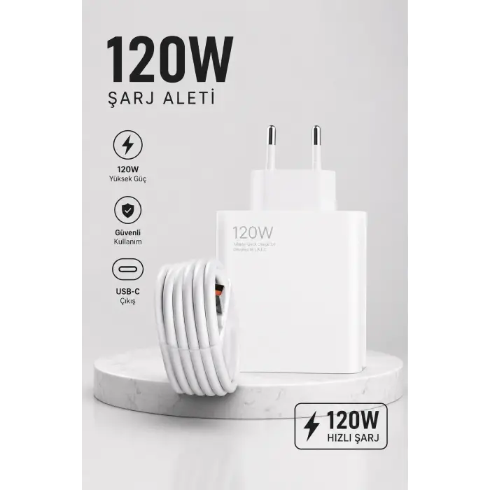 Turbo Hızlı Şarj Destekli 120W USB-C Şarj Seti