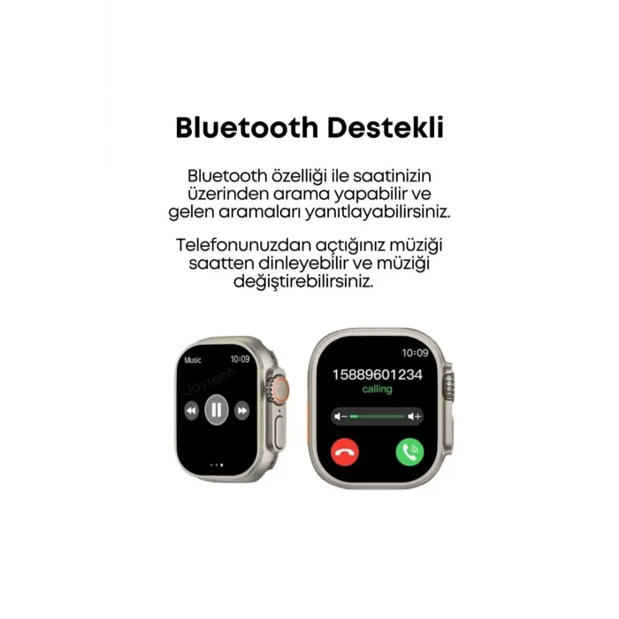 Turuncu Kordonlu Bluetooth Bağlantılı Akıllı Saat, Nabız Ölçer ve Sesli Görüşme Özellikli