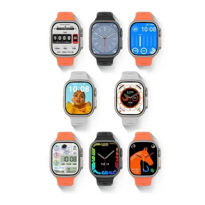 Turuncu Silikon Kordonlu Siyah Kasa Akıllı Saat, GPS ve Nabız Sensörü İçeren 49 mm Ekranlı Model