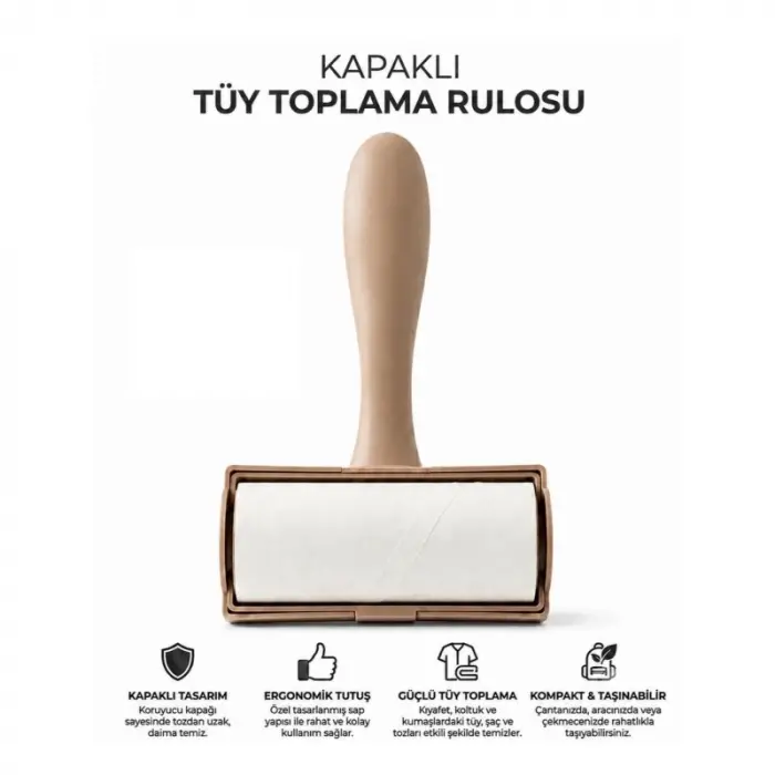 Tüy Toplama Rulosu - Kapaklı - Ergonomik - Taşınabilir