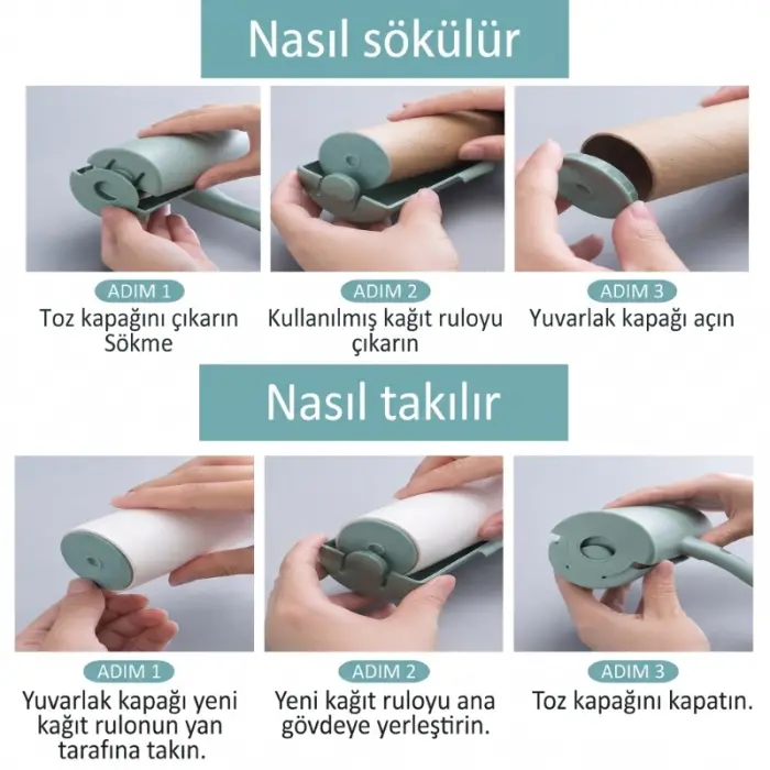 Tüy Toplama Rulosu - Kapaklı - Ergonomik - Taşınabilir