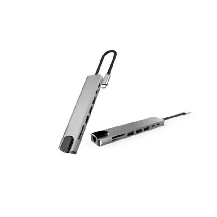 Type C Çoklu Port Hub 8 Port USB HDMI SD Kart Ethernet Adaptör