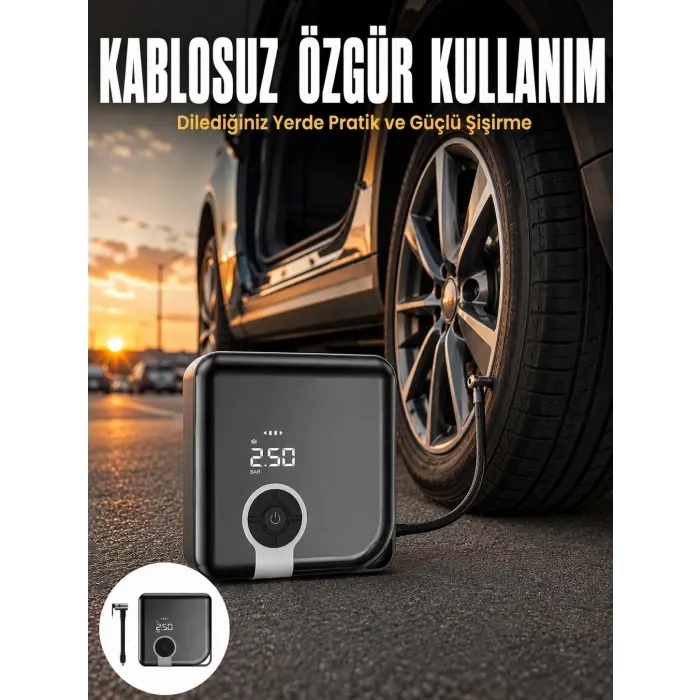 Type-C Şarj Girişli Diyafram Tip Kompresör Yeni Nesil