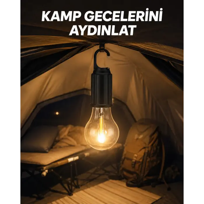 Type-C Şarjlı LED Kamp Lambası – Uzun Ömürlü Pil ve Yüksek Parlaklık