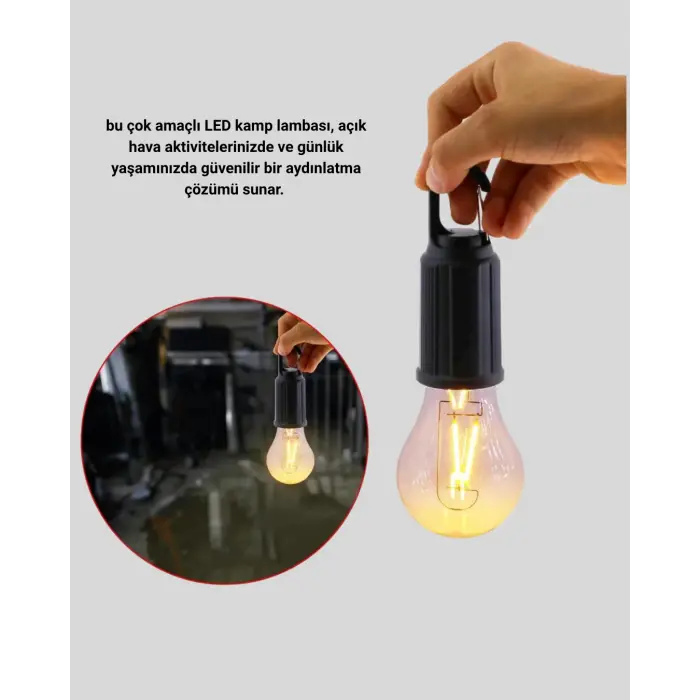 Type-C Şarjlı LED Kamp Lambası – Uzun Ömürlü Pil ve Yüksek Parlaklık