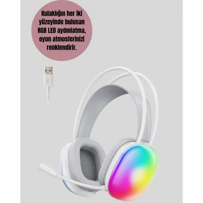 Type-C Şarjlı RGB Işıklı Bluetooth Oyuncu Kulaklığı