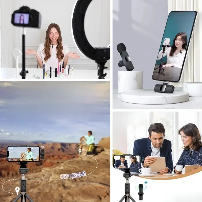 Type C Uyumlu İphone Dönüştürücülü Kablosuz Yaka Mikrofonu Android Ve İphone Uyumlu Mini Mikrofon Bx40