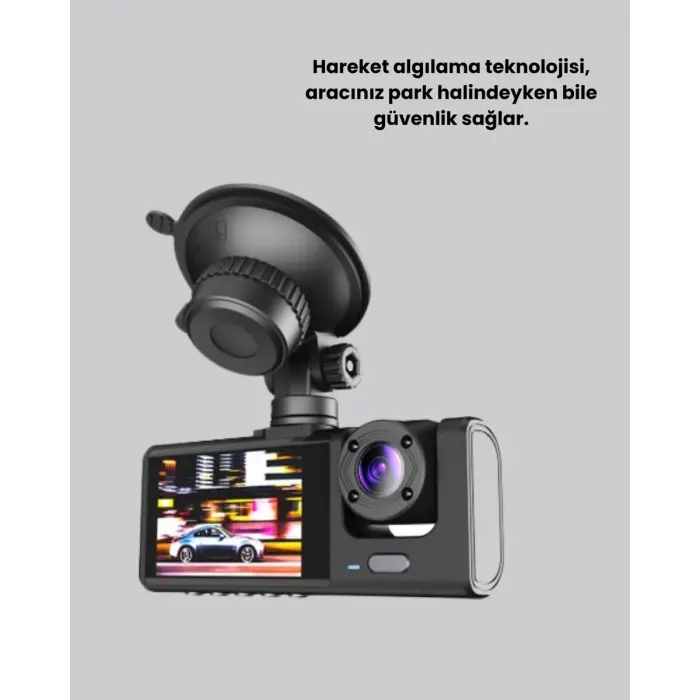 Üç Kameralı Araç Kamerası Full HD Gece Görüş  G-Sensör