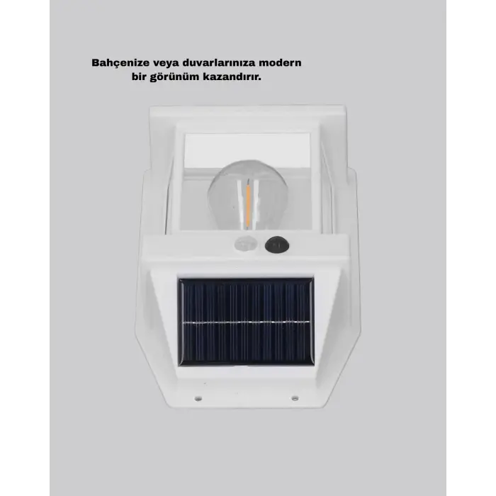 Üç Modlu Güneş Enerjili Duvar Lambası 1800mAh Bataryalı ve Hareket Sensörlü