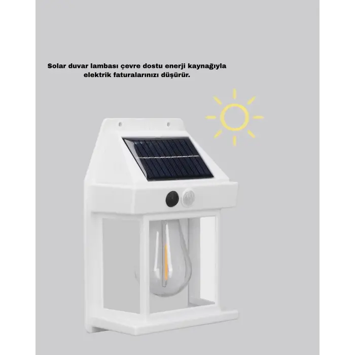 Üç Modlu Güneş Enerjili Duvar Lambası 1800mAh Bataryalı ve Hareket Sensörlü