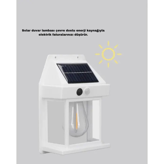 Üç Modlu Güneş Enerjili Duvar Lambası 1800mAh Bataryalı ve Hareket Sensörlü