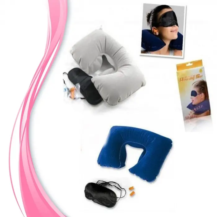 Üçlü Seyahat Seti Şişme Yastık Göz Bandı Kulak Tıkacı Bx40