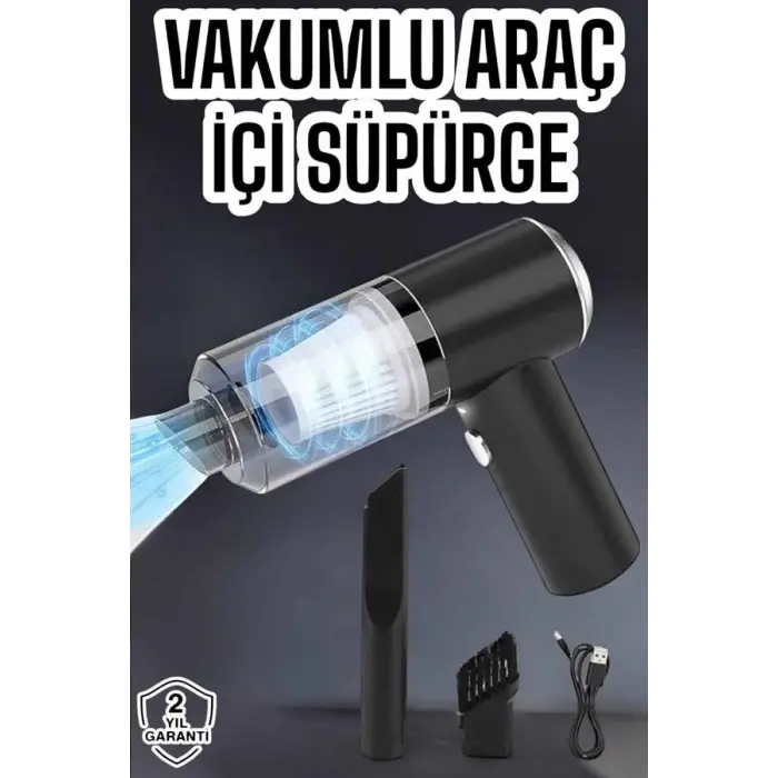 Üflemeli Güçlü Vakumlu Ev Ofis Araç Süpürgesi El Süpürgesi Şarjlı