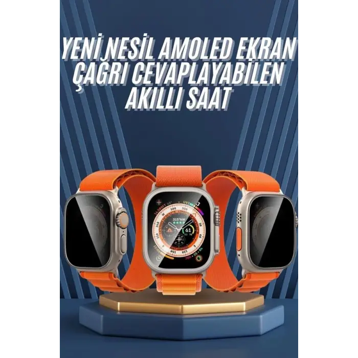 Ultra Max Kordon Kilitli Akıllı Saat Amoled Ekran Titreşimli Çağrı Cevaplayabilen