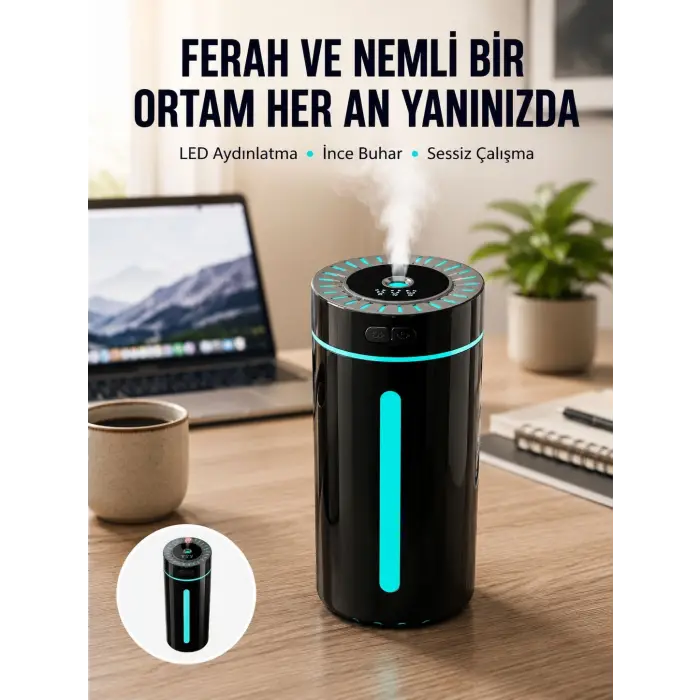 Ultrasonik Nemlendirici LED Işıklı Aromaterapi Difüzör Sessiz Çalışma Yeni Nesil
