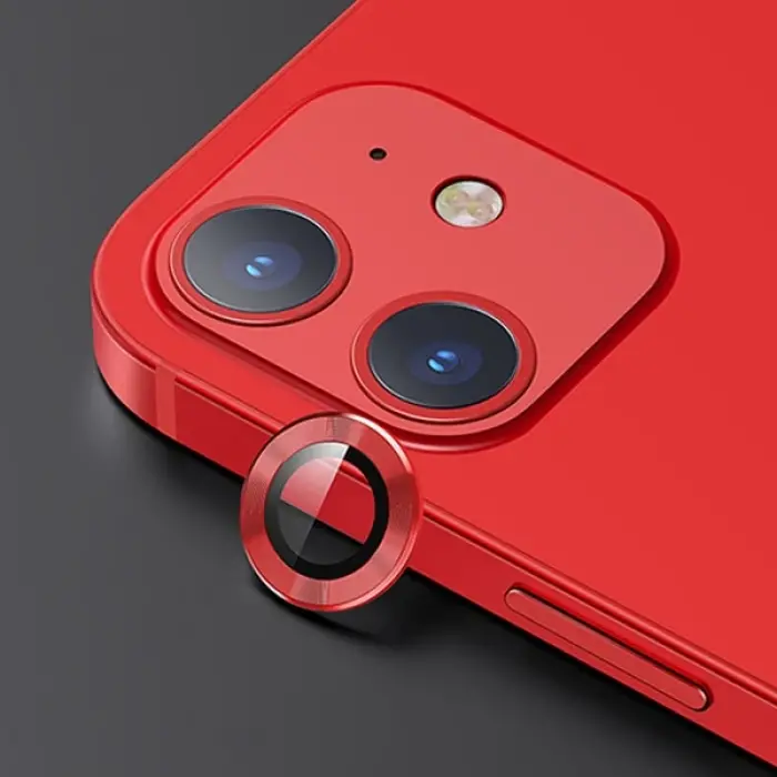 USAMS İPhone 12 - 12 Mini 3D Metal Çerçeveli Kamera Lens Koruyucu-(5775)