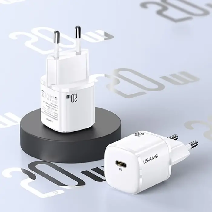 USAMS T36 20W Mini PD Hızlı Şarj Aleti 20W USB-C Güç Adaptörü-(5775)