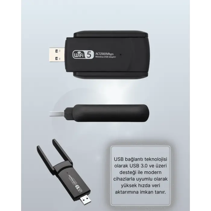 USB 3.0 Wireless Adaptör – 2.4GHz & 5GHz Destekli