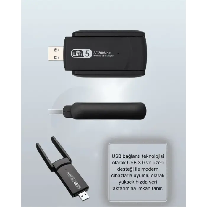 USB 3.0 Wireless Adaptör – 2.4GHz & 5GHz Destekli