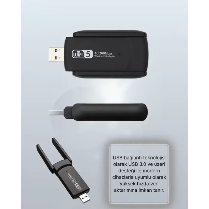 USB 3.0 Wireless Adaptör – 2.4GHz & 5GHz Destekli