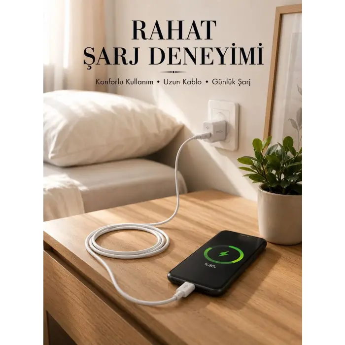 USB-A to Type-C Şarj Kablosu 2 Metre Uzun Kablo