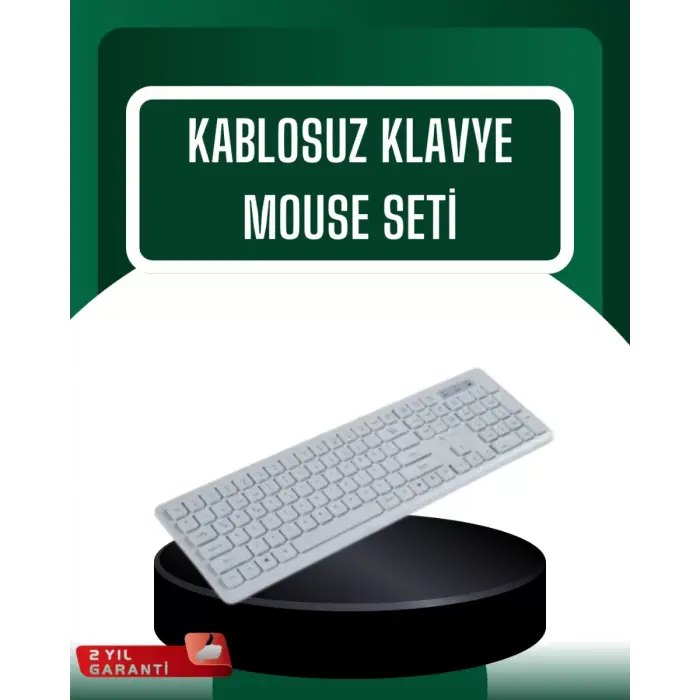 USB Alıcılı Kablosuz Klavye Mouse - Geniş Uyumluluk Sessiz Tuşlar