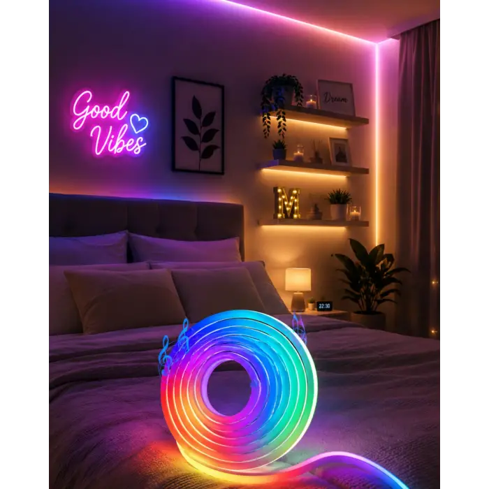 USB Girişli RGB Neon Şerit Led TV Oda Masa Dekor Işığı