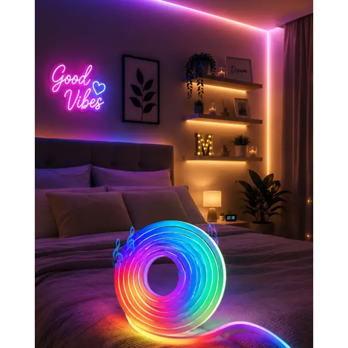USB Girişli RGB Neon Şerit Led TV Oda Masa Dekor Işığı