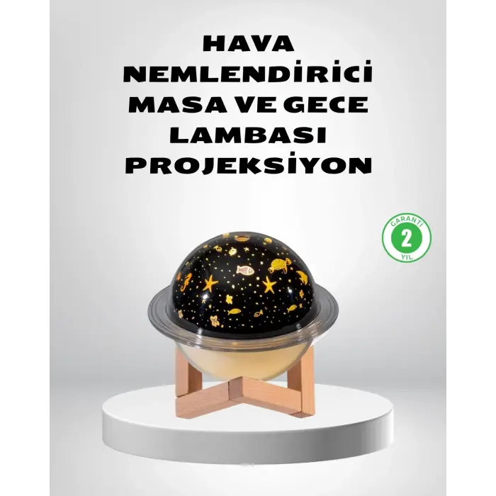 USB Projeksiyon Gece Lambası ve Hava Nemlendirici – Aromaterapi Destekli, Taşınabilir Mini
