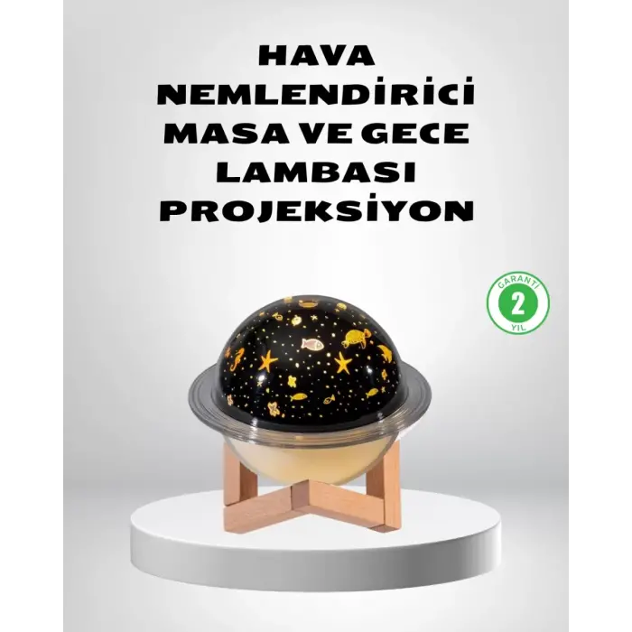 USB Projeksiyon Gece Lambası ve Hava Nemlendirici – Aromaterapi Destekli Taşınabilir Mini
