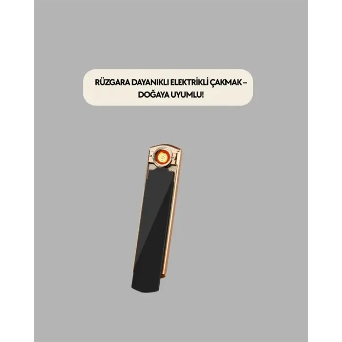 USB Şarjlı Alevsiz Elektronik Çakmak – Rüzgara Dayanıklı, Gazsız, Güvenli Kullanım